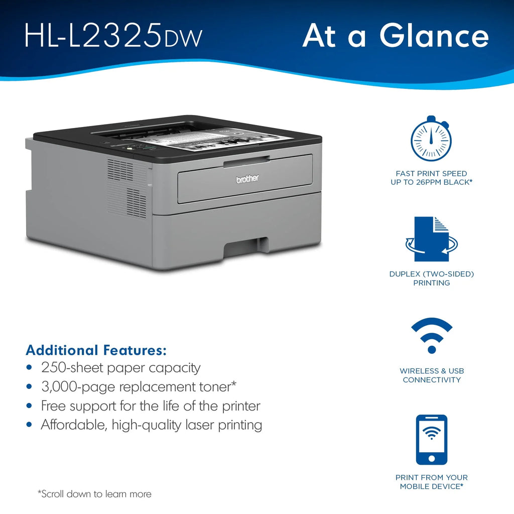 Monochrome Laser Printer with Wireless Networking and Duplex Printing A2639