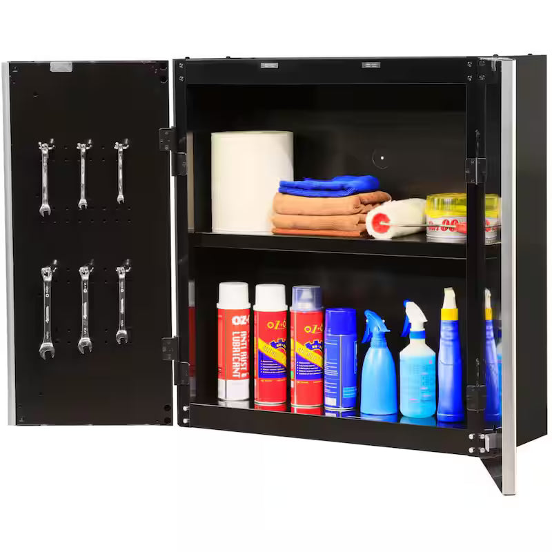 Black 24-Gauge Steel Wall Mounted Garage Cabinet B730