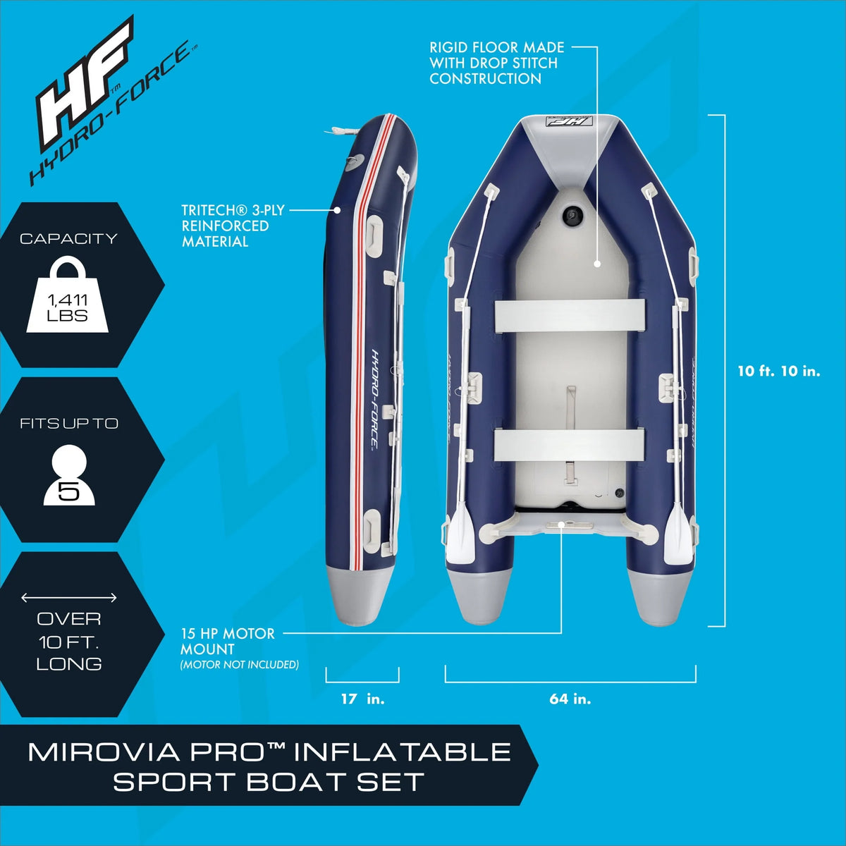 Inflatable 5 Person Water Raft Boat Set G447