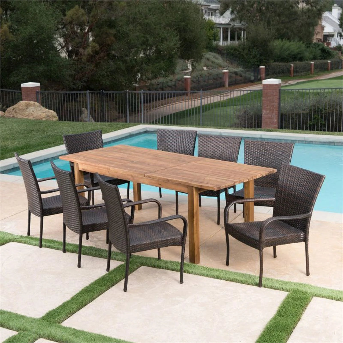 9 Piece Wooden Patio Dining Set V57859