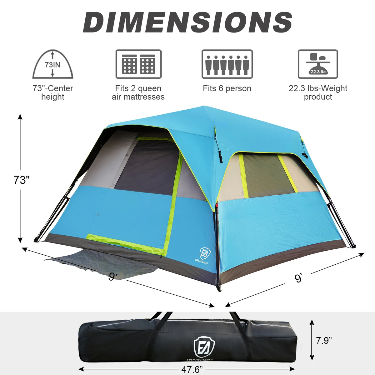 6 Person Blackout Camping Tent with Rainfly F22624