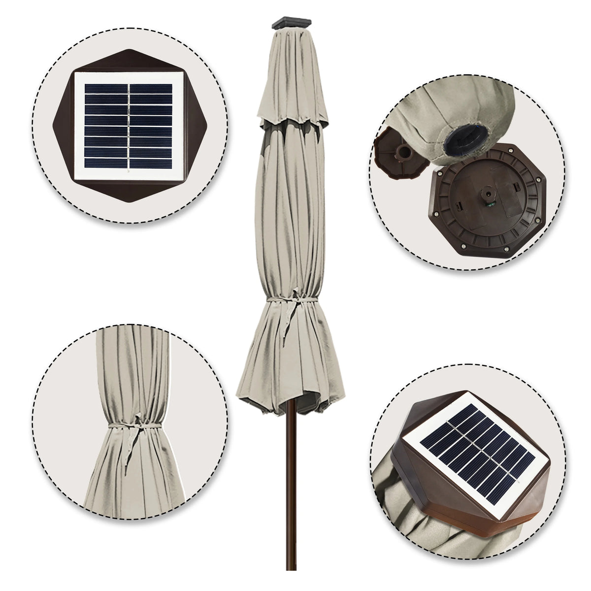9ft Market Umbrella with 80 LED Lights and Ventilation J140430